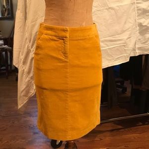 Gold J. Crew corduroy pencil skirt size 0
